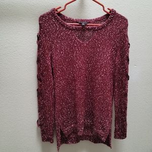 Red Cutout Hi-Low Sweater